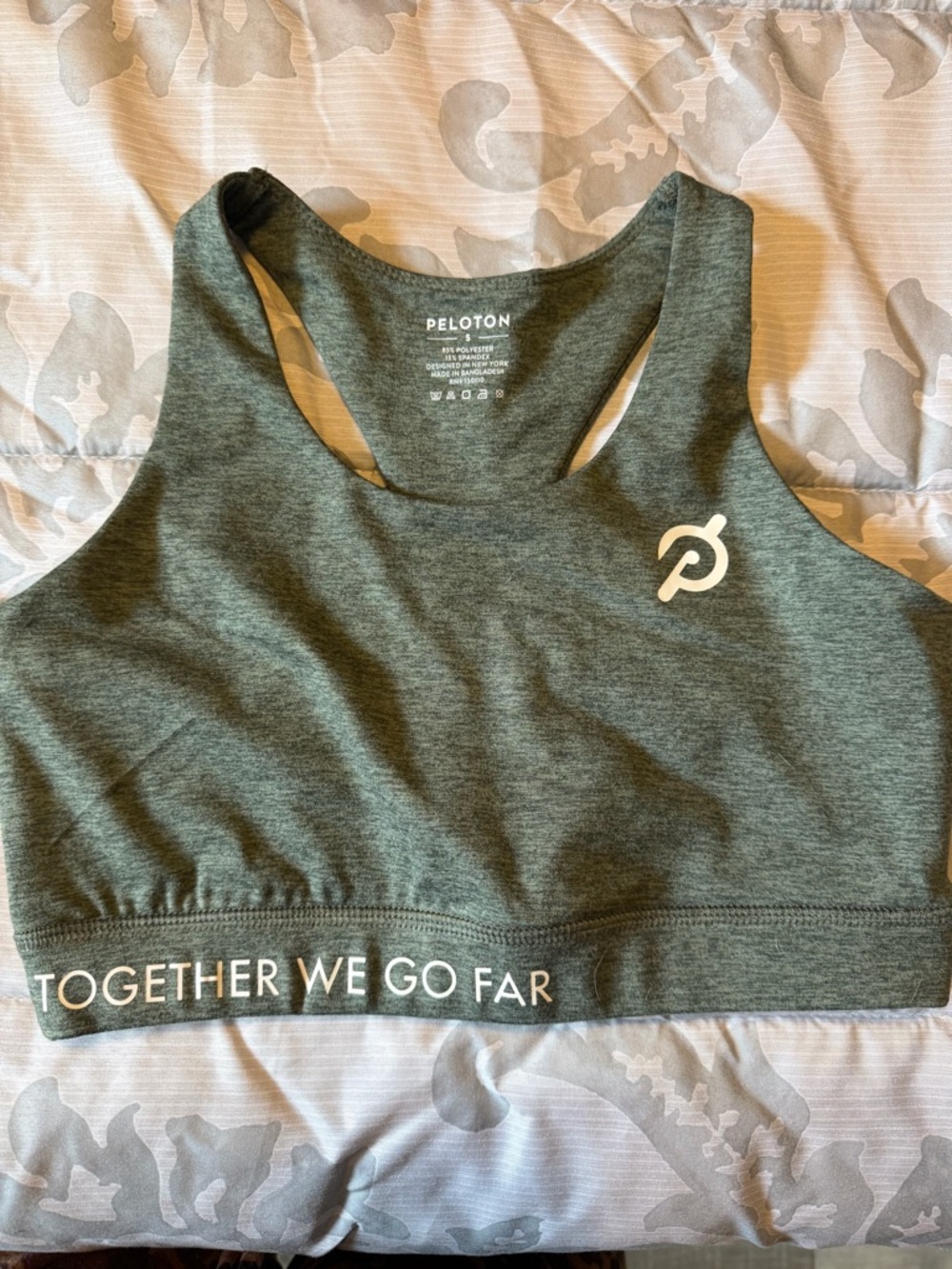 (NWT) Peloton Women's Olive Green Racerback Sports Bra w/White Logo SIZE SM